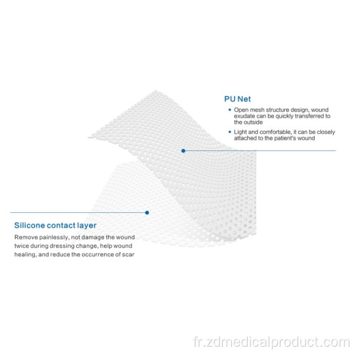 Pansement confortable en silicone pour contact avec les plaies